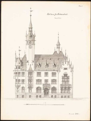 Rathaus, Essen-Rüttenscheid: Hauptansicht 1:100