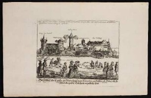 Das Schloß, wie es ausser der Stadt, samt dem Observatorio anzusehen ist. Dabeÿ etliche Nürnbergische Trachten vorgestellet sind. - Burg Nürnberg, Nürnberg; Eimmart-Sternwarte, Nürnberg