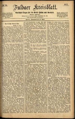 Erste Ausgabe vom Samstag, den 28. April 1877.