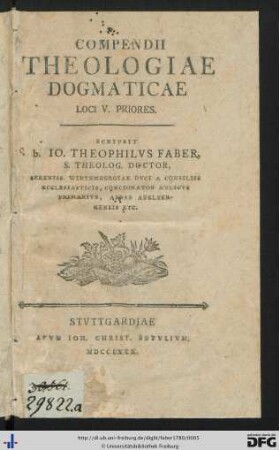 Compendii Theologiae Dogmaticae Loci V. Priores