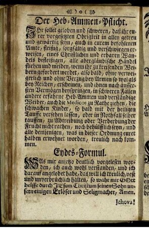 Der Heb-Ammen-Pflicht.