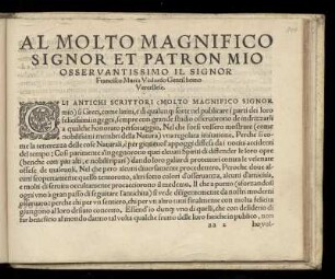 Dedikation an Francesco Maria Vialardo von Teodoro Riccio