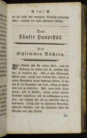 Das Fünfte Hauptstük. Von Schlimmen Büchern.