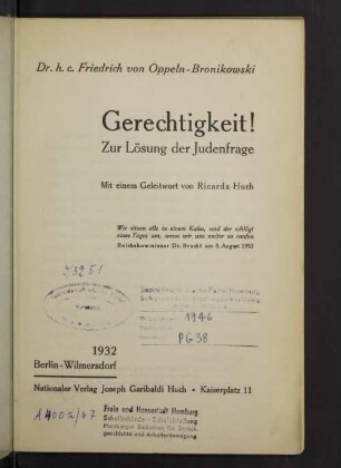 Gerechtigkeit! : zur Lösung der Judenfrage
