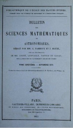 Tome Cinquiéme. - Novembre 1873.