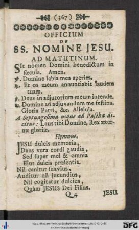 Officium De SS. Nomine Jesu.