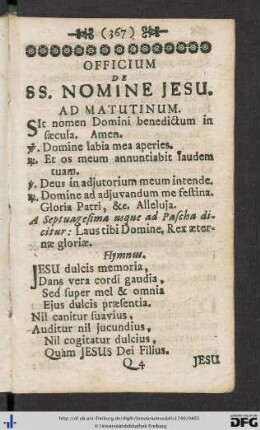 Officium De SS. Nomine Jesu.