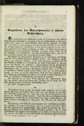 Organisation des Unterrichtswesens in höheren Töchterschulen