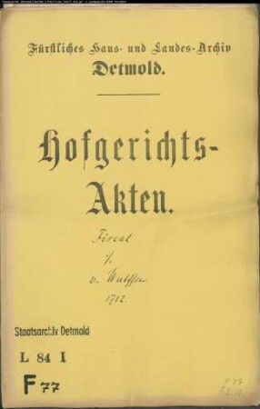 Fiskal, Hofgerichts- gegen von Wulffen - Hofgerichtssteuer