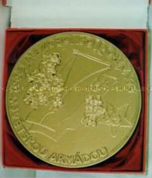 Medaille "Mlada Boleslav" (Jungbunzlau) zum 35. Jahrestag der Befreiung der Tschechoslowakei, im Etui