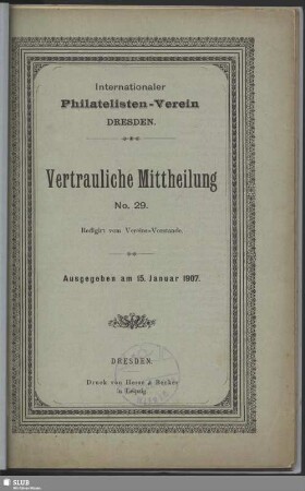 29.1907: Vertrauliche Mitteilung