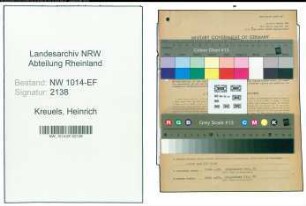 Entnazifizierung Heinrich Kreuels , geb. 18.02.1900 (Rohrleger)