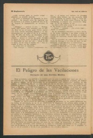 El peligro de las vacilaciones : Extracto de una revista médica
