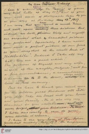 Brief von Max Wolf an William Henry Pickering