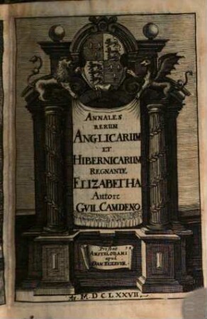 Annales rerum anglicarum et hibernicarum regnante Elizabetha