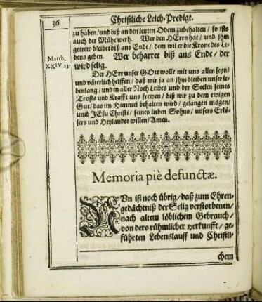 Memoria pie defunctæ.