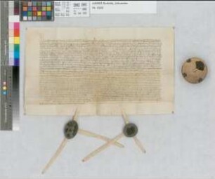 Die Abtei Heisterbach verstattet den Wiederkauf des ihr von Erzbischof Dietrich käuflich übertragenen Hofes und Hofgedings zu Flertzheim. d. am Pfingsttag.