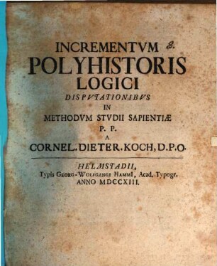 Incrementum polyhistoris logici : (cap. IV. logica patriarcharum)