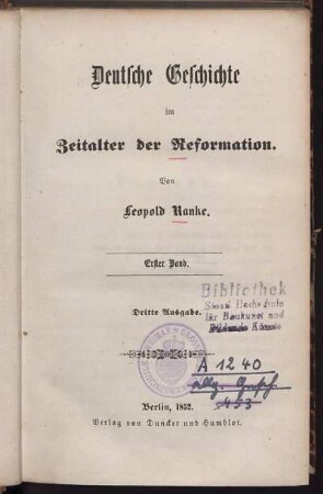 Bd. 1: Deutsche Geschichte im Zeitalter der Reformation