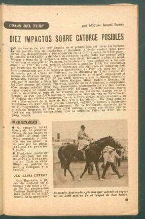 Diez impactos sobre catorce posibles : Cosas del turf
