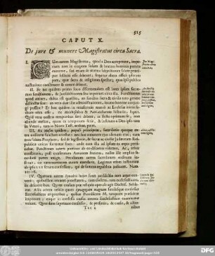 Caput X. De iure & munere Magistratus circa Sacra.