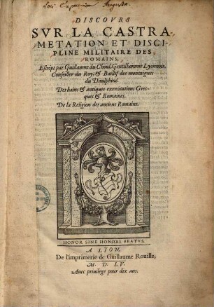 Discours sur la castrametation et discipline militaire des Romains