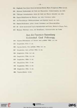 Aus der Fayence-Sammlung Erzbischof Graf Pettenegg (Nr. 594-604)