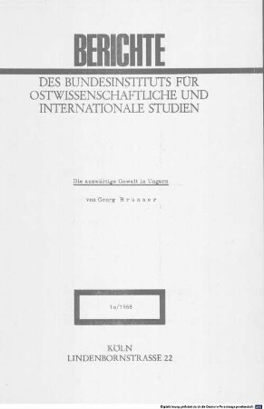 Die auswärtige Gewalt in Ungarn