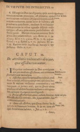 Caput 12. De attributis voluntatis divinae, quae affectus vocantur.