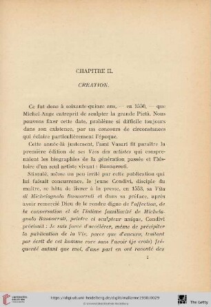 Chapitre II: Creation