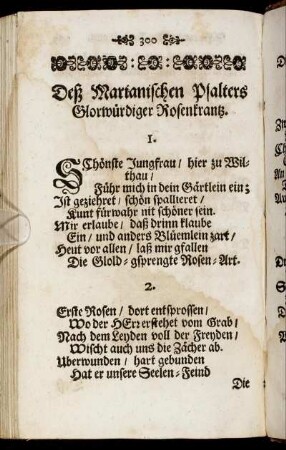 Deß Marianischen Psalters Glorwürdiger Rosenkrantz