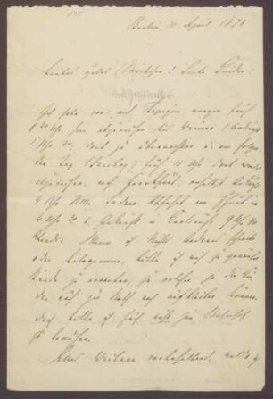 Schreiben von Moritz Ellstätter, Berlin, an seine Frau Marie: - Reisepläne (zusammen mit [Heinrich] Lepique) - Einladungen von Gladbecks u. a. - Privates - Besuch bei Hansemanns