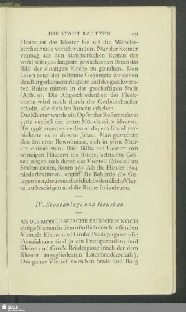 IV. Stadtanlage und Hausbau