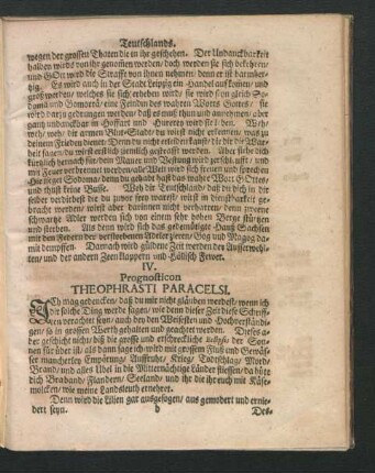 IV. Prognosticon Theophrasti Paracelsi