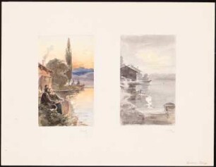 See mit Figuren und Sonne bzw. Mond: Perspektivische Ansichten, Seebild 1: mit Figuren, mit Sonne, Seebild 2: mit Mond, ohne Figur