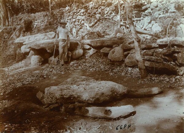 "Stone slab on transport sledge. Malekula."