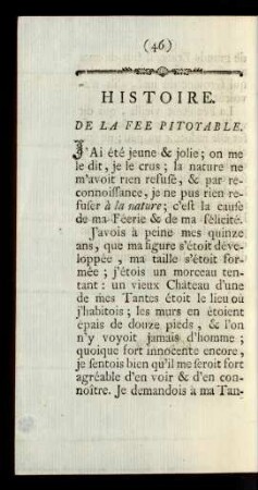 Histoire. De La Fee Pitoyable.