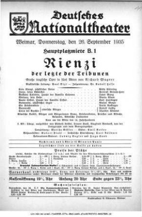 Rienzi, der Letzte der Tribunen