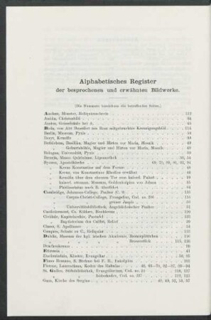 Alphabetisches Register der besprochenen und erwähnten Bildwerke.