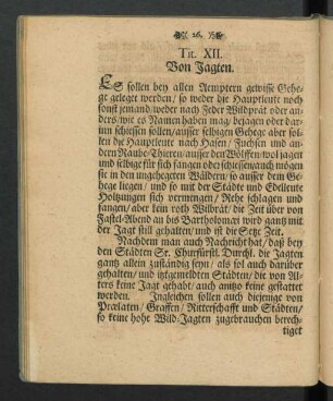 Tit. XII. Von Jagten.