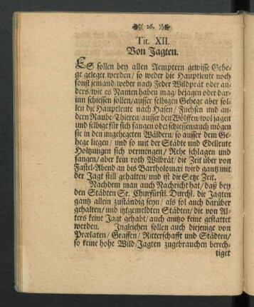 Tit. XII. Von Jagten.