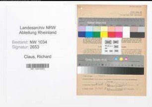 Entnazifizierung Richard Claus , geb. 07.05.1906 (Oberleutnant)
