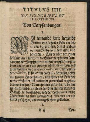 Titulus IIII. De Pignoribus Et Hipothecis.