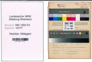 Entnazifizierung Hildegard Hoecker, geb. 05.02.1920 (Filialverwalterin)