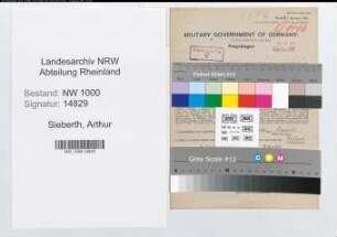 Entnazifizierung Arthur Sieberth, geb. 06.10.1906 (Arbeiter)