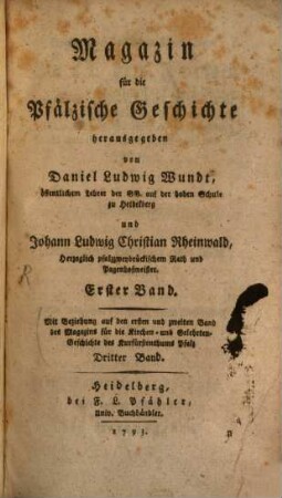 Magazin für die pfälzische Geschichte, 1 = 3. 1793