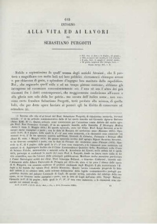 Intorno alla vita ed ai lavori di Sebastiano Purgotti.