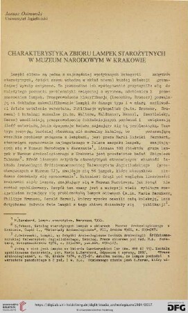 Charakterystyka zbioru lampek starożytnych w Muzeum Narodowym w Krakowie