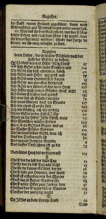 Register derer Lieder, die in diesem Büchlein nach der Zahl der Blätter zu finden.