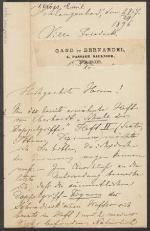 Brief an B. Schott's Söhne : 28.07.1896